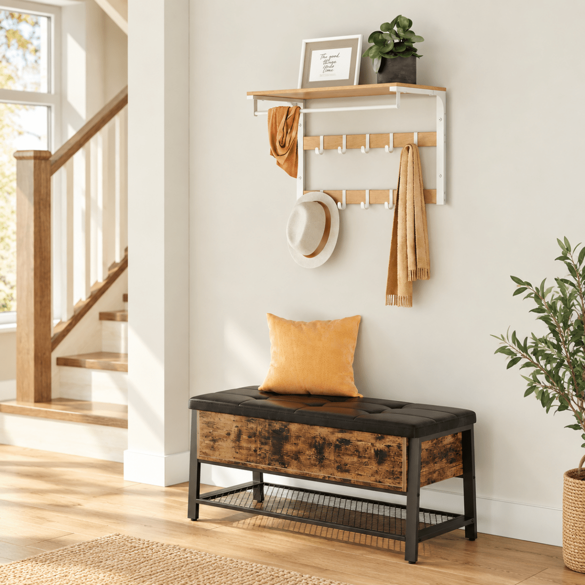 Garderobenständer – Fiete – für die Wand mit Ablage & 10 Haken - nestful