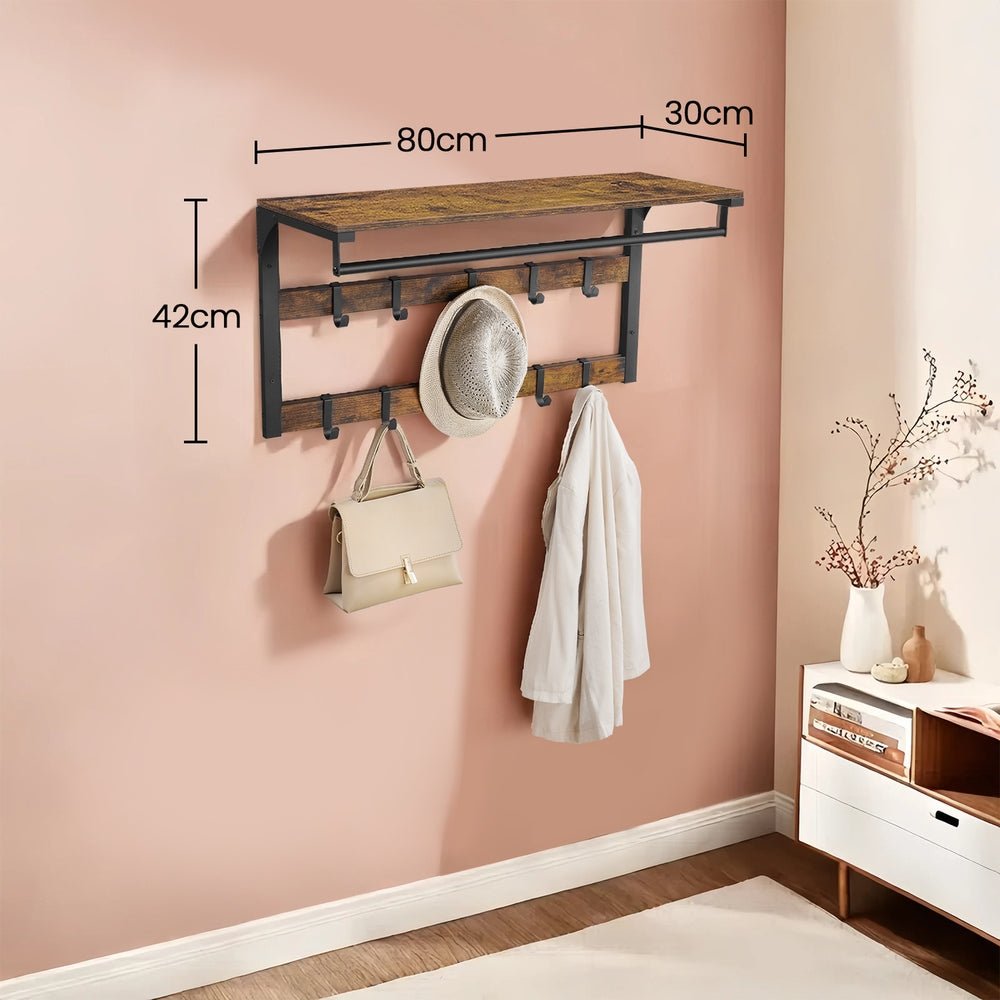 Garderobenständer – Fiete – für die Wand mit Ablage & 10 Haken - nestful
