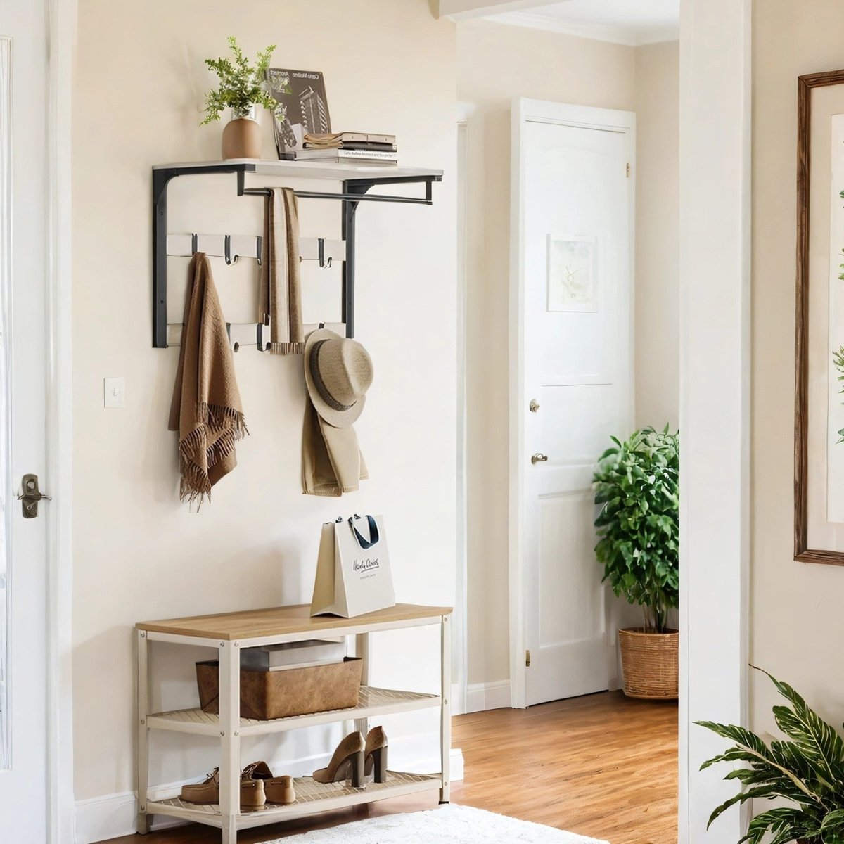 Garderobenständer – Fiete – für die Wand mit Ablage & 10 Haken - nestful