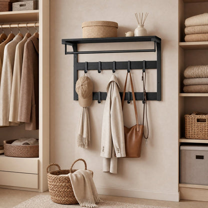 Garderobenständer – Fiete – für die Wand mit Ablage & 10 Haken - nestful