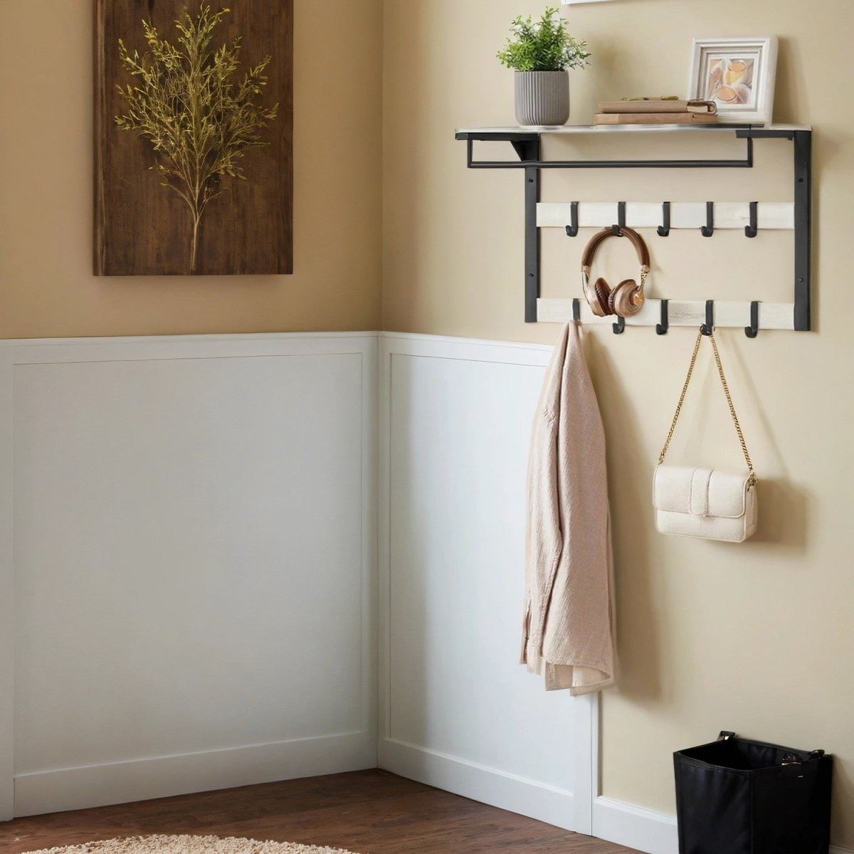 Garderobenständer – Fiete – für die Wand mit Ablage & 10 Haken - nestful