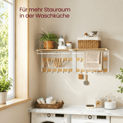 Garderobenständer – Fiete – für die Wand mit Ablage & 10 Haken - nestful