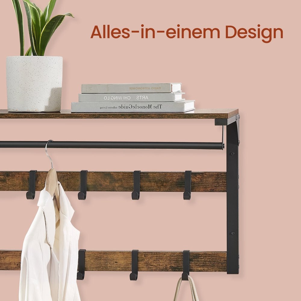 Garderobenständer – Fiete – für die Wand mit Ablage & 10 Haken - nestful