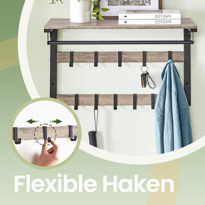 Garderobenständer – Fiete – für die Wand mit Ablage & 10 Haken - nestful