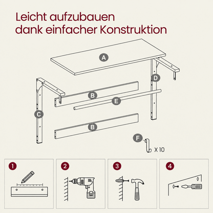 Garderobenständer – Fiete – für die Wand mit Ablage & 10 Haken - nestful
