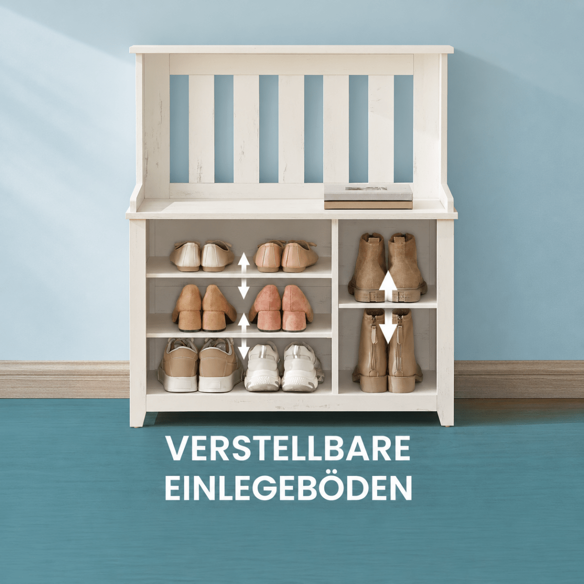 Garderobenständer – Jasper – mit Sitzbank & oberer Ablage - nestful