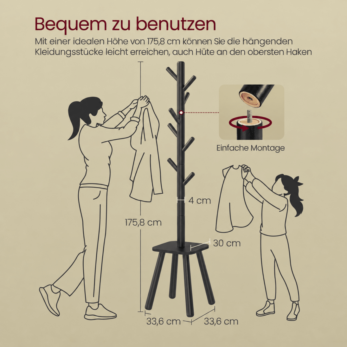 Garderobenständer – Jonte – mit 8 Haken & Ablage - nestful