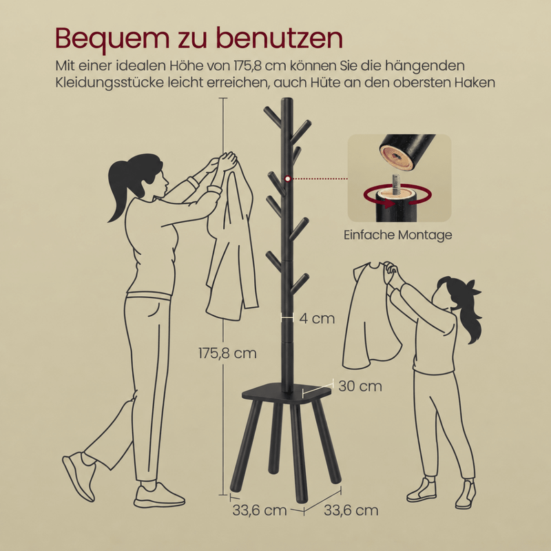 Garderobenständer – Jonte – mit 8 Haken & Ablage - nestful