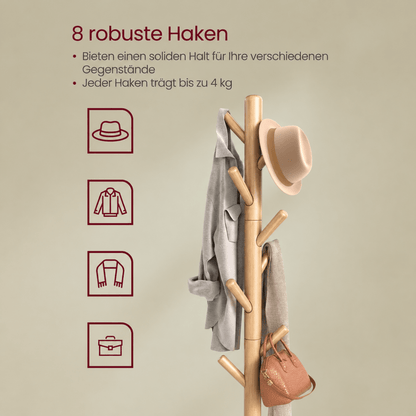 Garderobenständer – Jonte – mit 8 Haken & Ablage - nestful