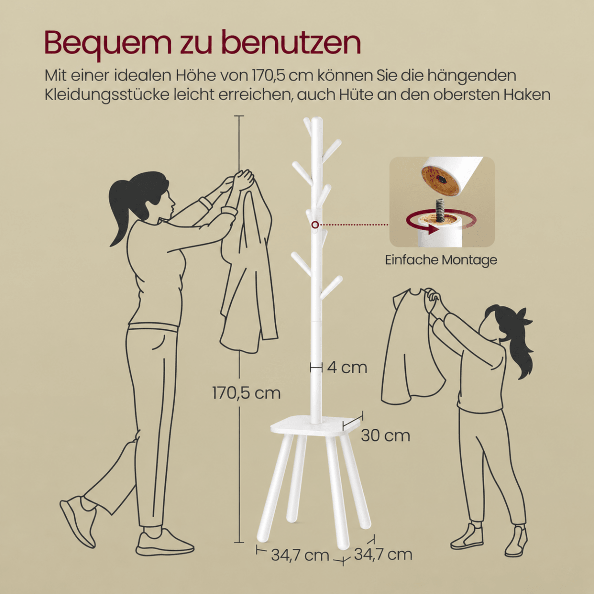 Garderobenständer – Jonte – mit 8 Haken & Ablage - nestful