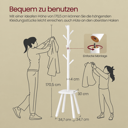 Garderobenständer – Jonte – mit 8 Haken & Ablage - nestful