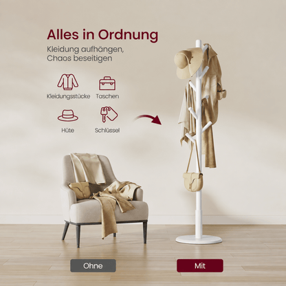 Garderobenständer – Keno – in Baumform mit rundem Fuß - nestful