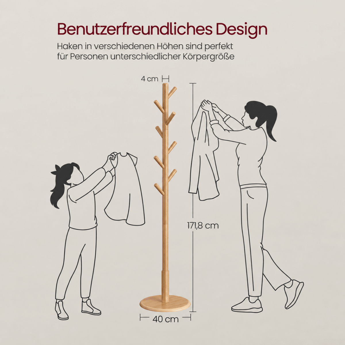 Garderobenständer – Keno – in Baumform mit rundem Fuß - nestful