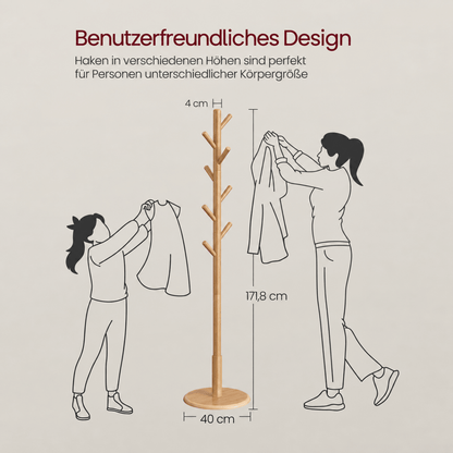 Garderobenständer – Keno – in Baumform mit rundem Fuß - nestful