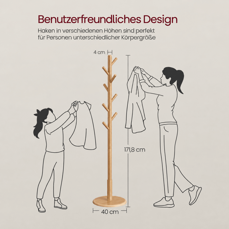 Garderobenständer – Keno – in Baumform mit rundem Fuß - nestful