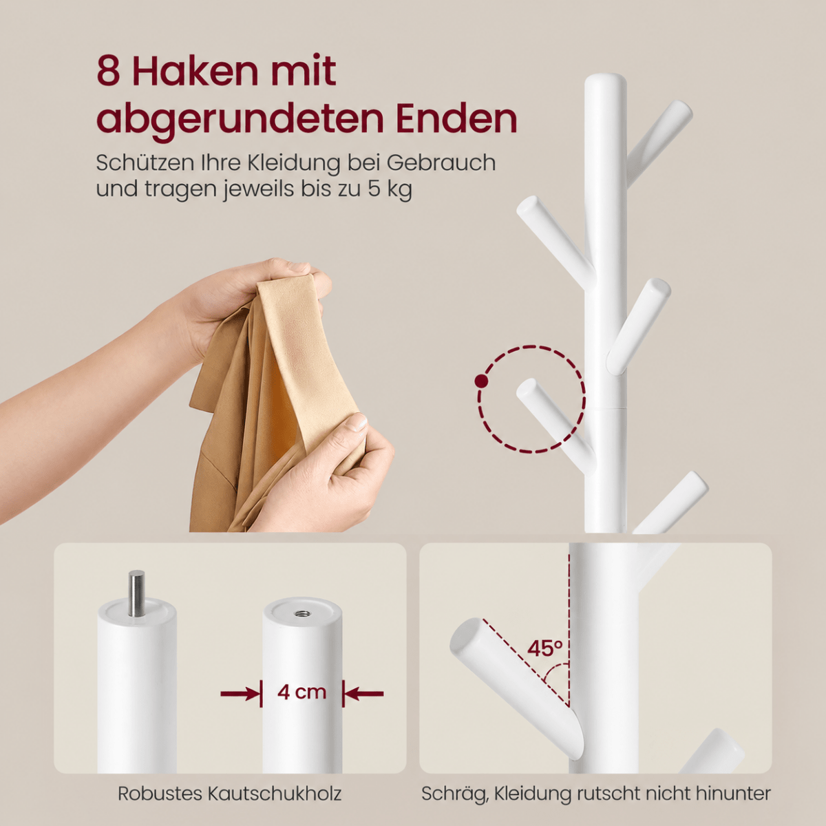 Garderobenständer – Keno – in Baumform mit rundem Fuß - nestful