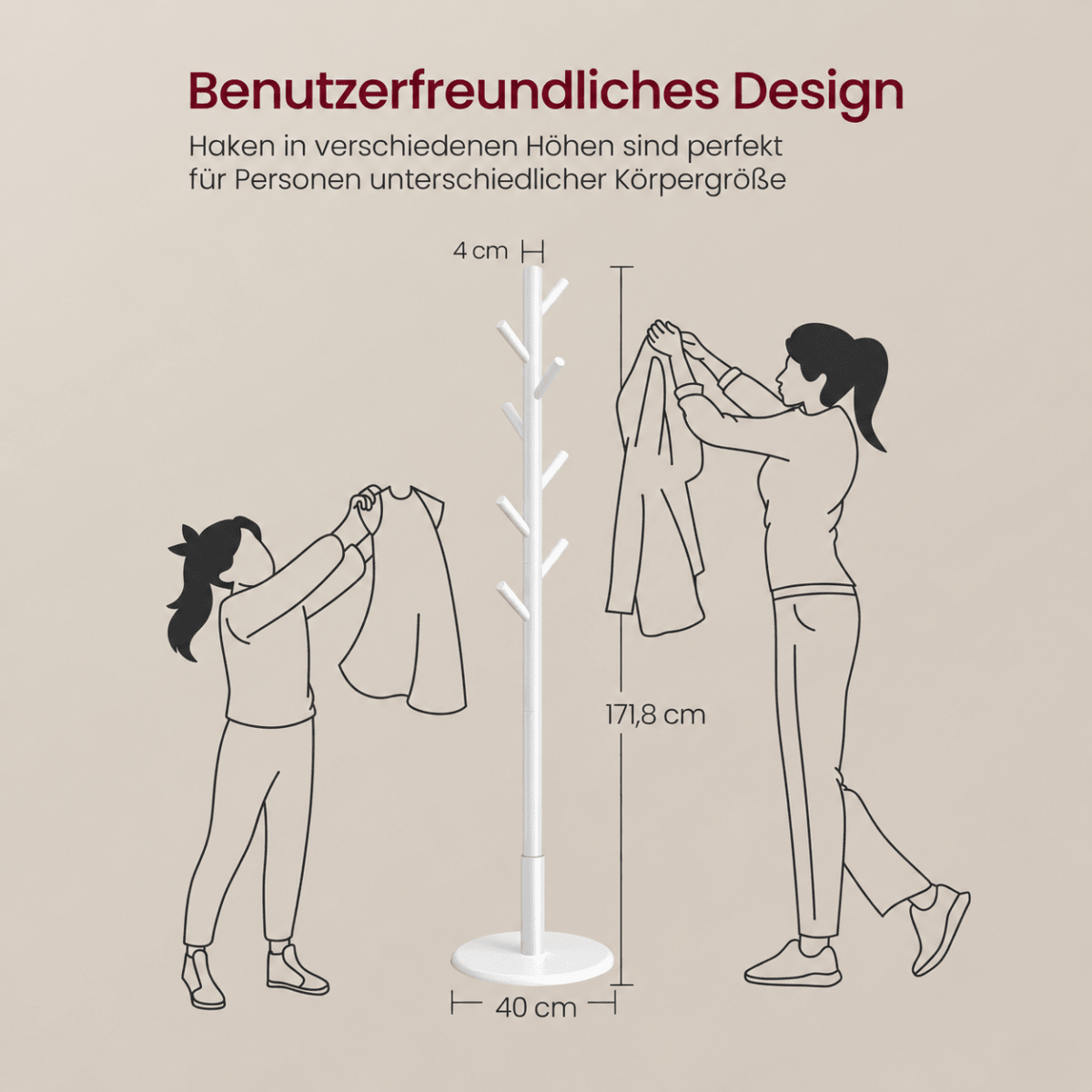 Garderobenständer – Keno – in Baumform mit rundem Fuß - nestful