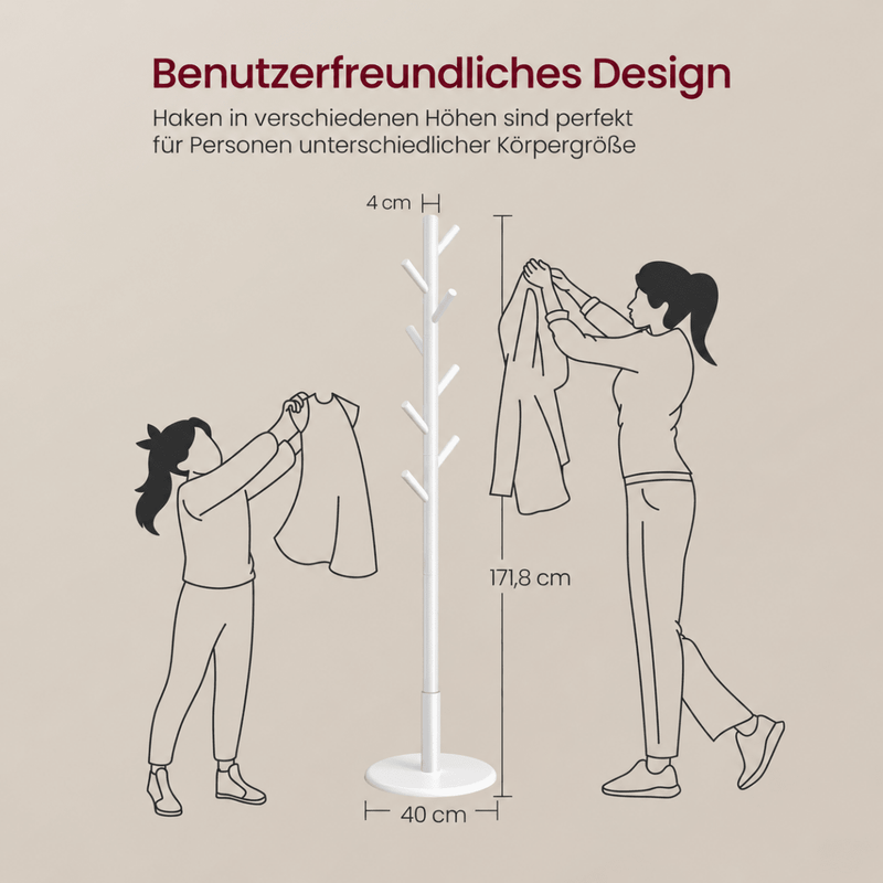 Garderobenständer – Keno – in Baumform mit rundem Fuß - nestful