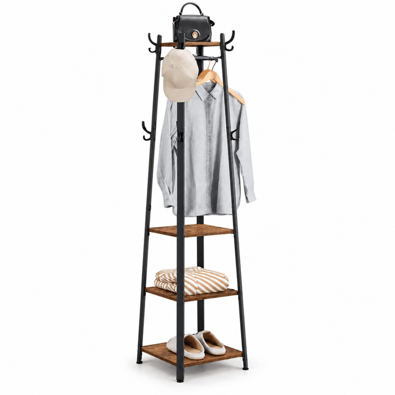 Garderobenständer – Lasse – mit drei Ablagen im Industriestil - nestful