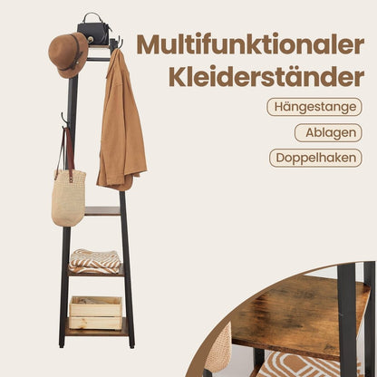 Garderobenständer – Lasse – mit drei Ablagen im Industriestil - nestful