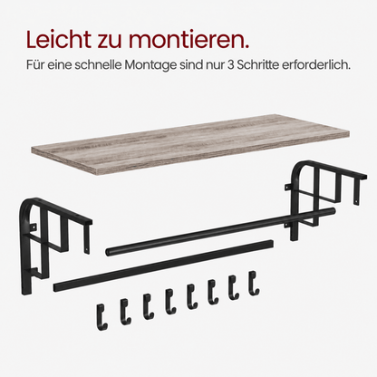 Garderobenständer – Lennart – für die Wand mit Ablage & 5 Haken - nestful