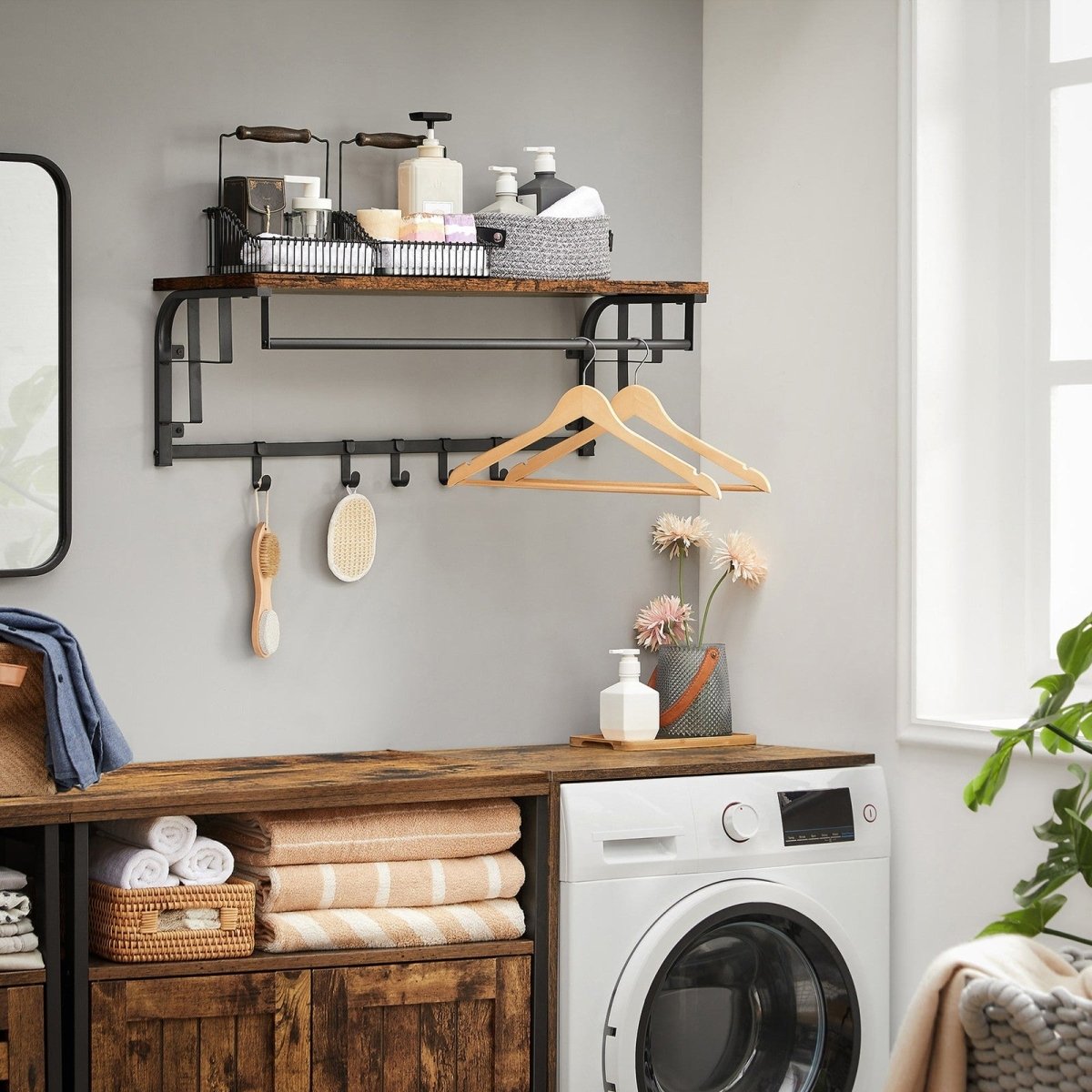 Garderobenständer – Lennart – für die Wand mit Ablage & 5 Haken - nestful