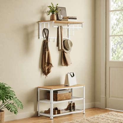 Garderobenständer – Lennart – für die Wand mit Ablage & 5 Haken - nestful