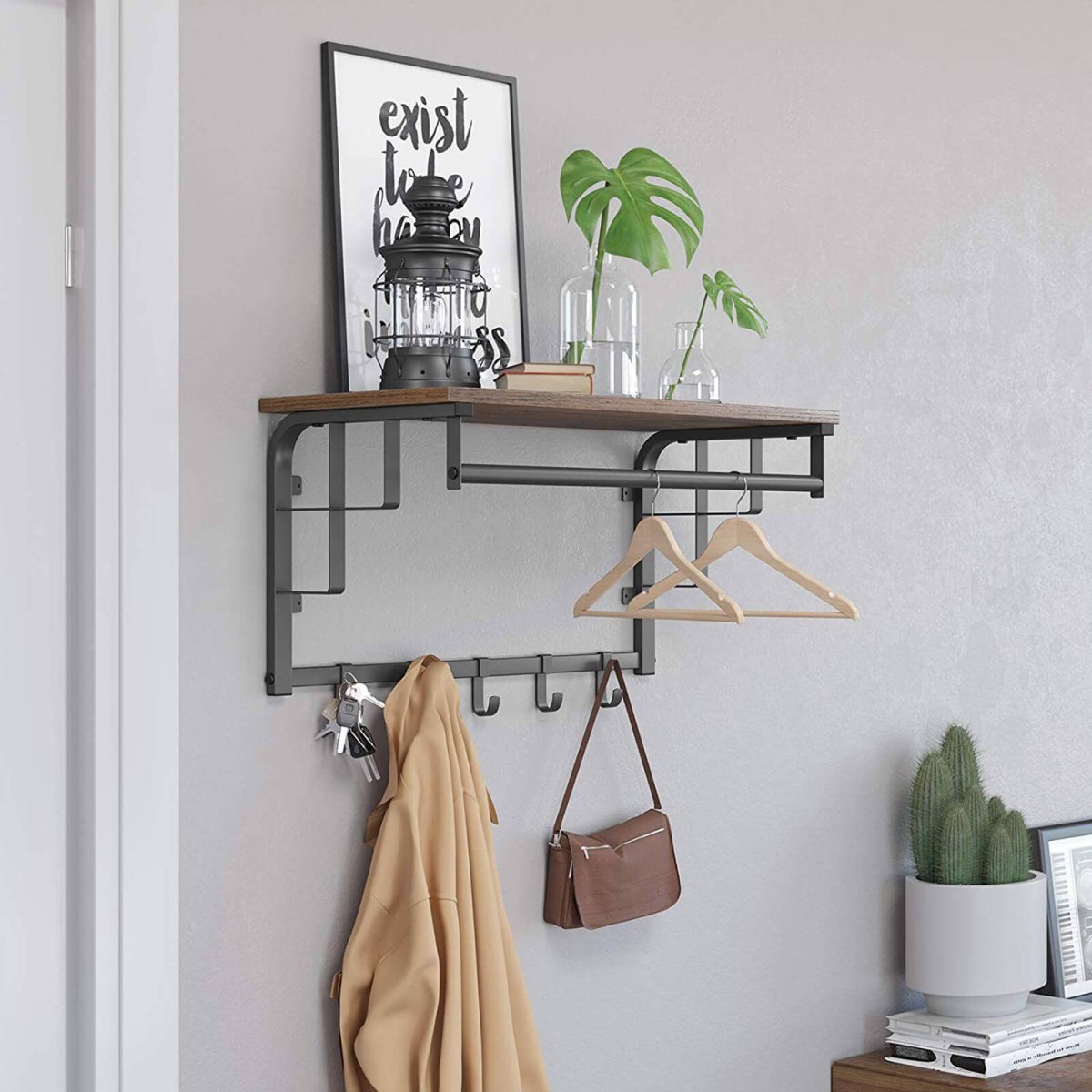Garderobenständer – Lennart – für die Wand mit Ablage & 5 Haken - nestful