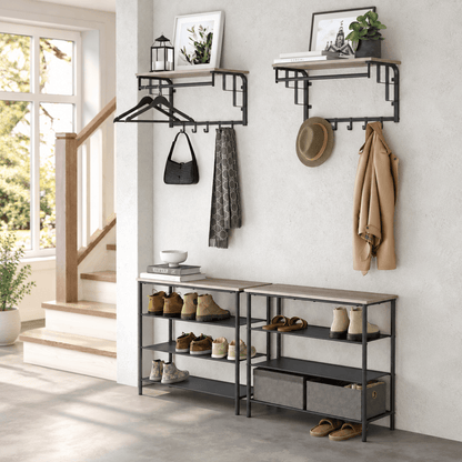 Garderobenständer – Lennart – für die Wand mit Ablage & 5 Haken - nestful