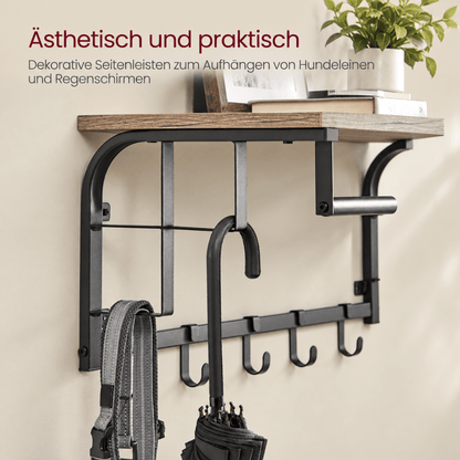 Garderobenständer – Lennart – für die Wand mit Ablage & 5 Haken - nestful
