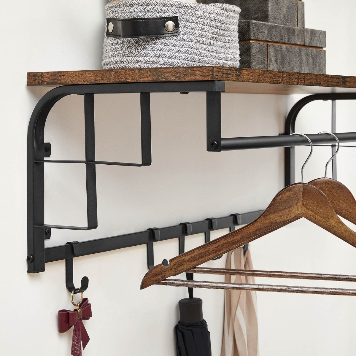 Garderobenständer – Lennart – für die Wand mit Ablage & 5 Haken - nestful