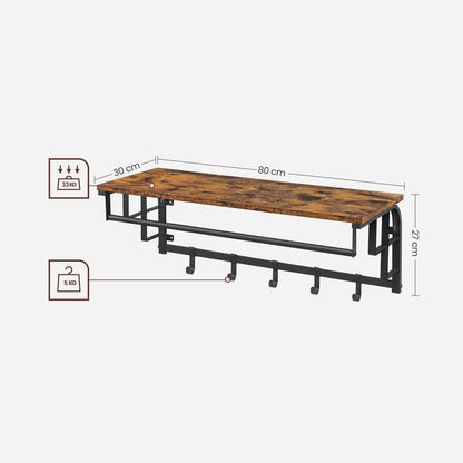 Garderobenständer – Lennart – für die Wand mit Ablage & 5 Haken - nestful