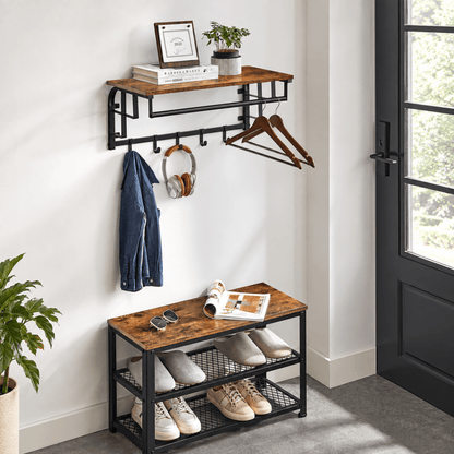 Garderobenständer – Lennart – für die Wand mit Ablage & 5 Haken - nestful