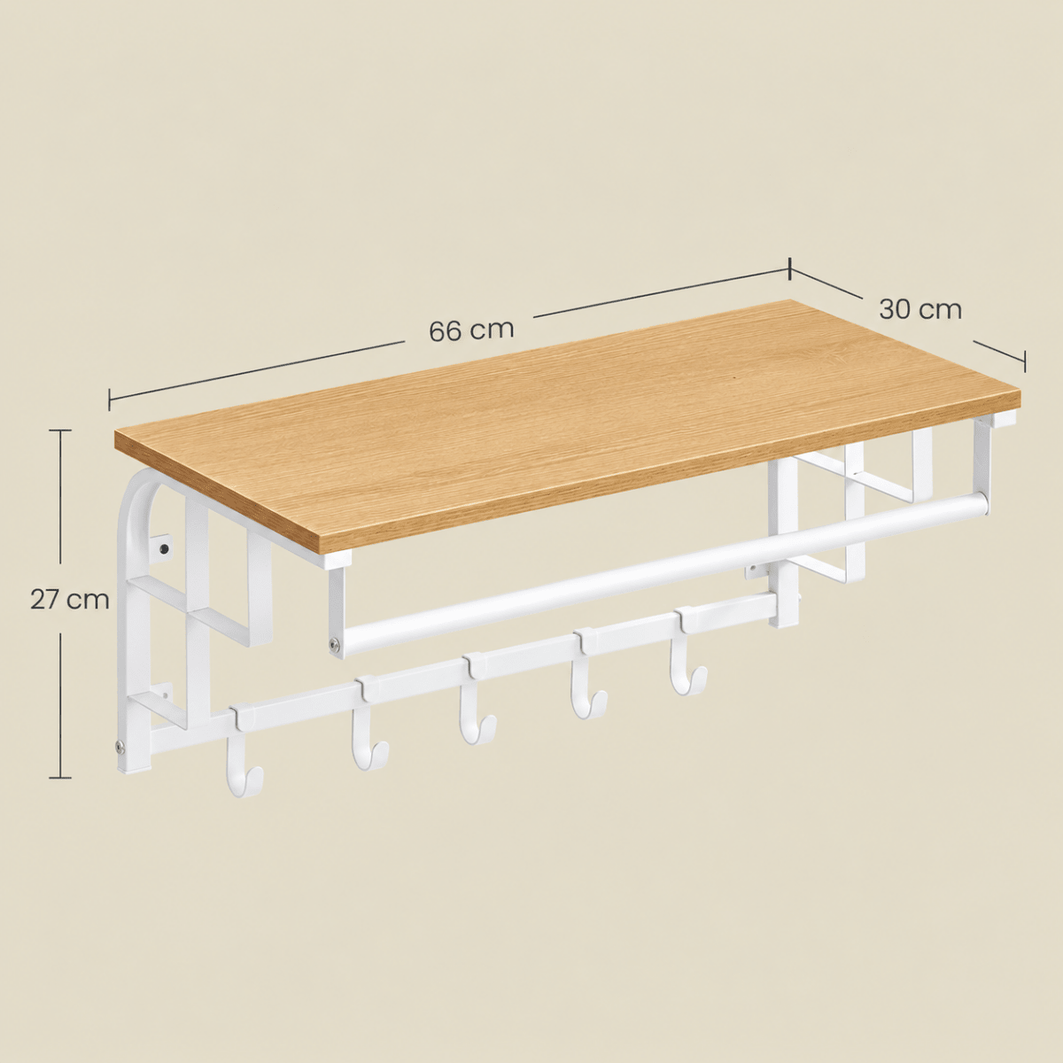 Garderobenständer – Lennart – für die Wand mit Ablage & 5 Haken - nestful