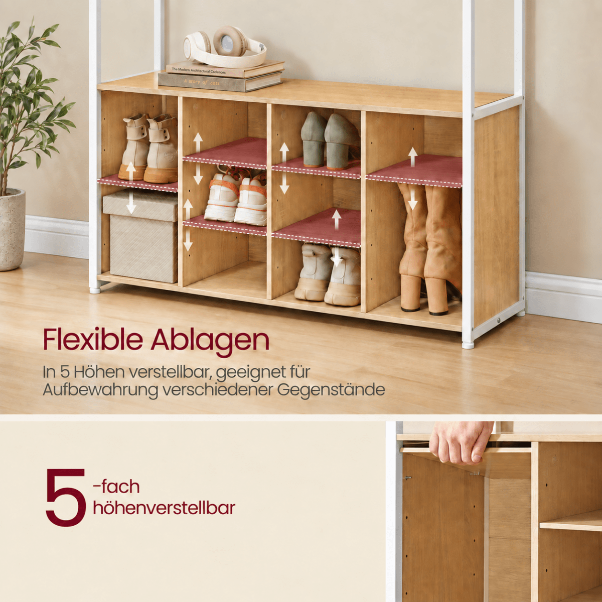 Garderobenständer – Levi – mit Sitzbank & offenen Fächern - nestful