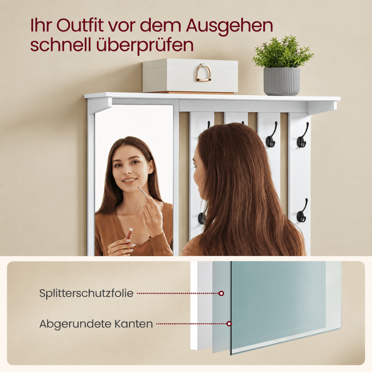 Garderobenständer – Malte – als Set mit Schuhbank & Wandspiegel - nestful