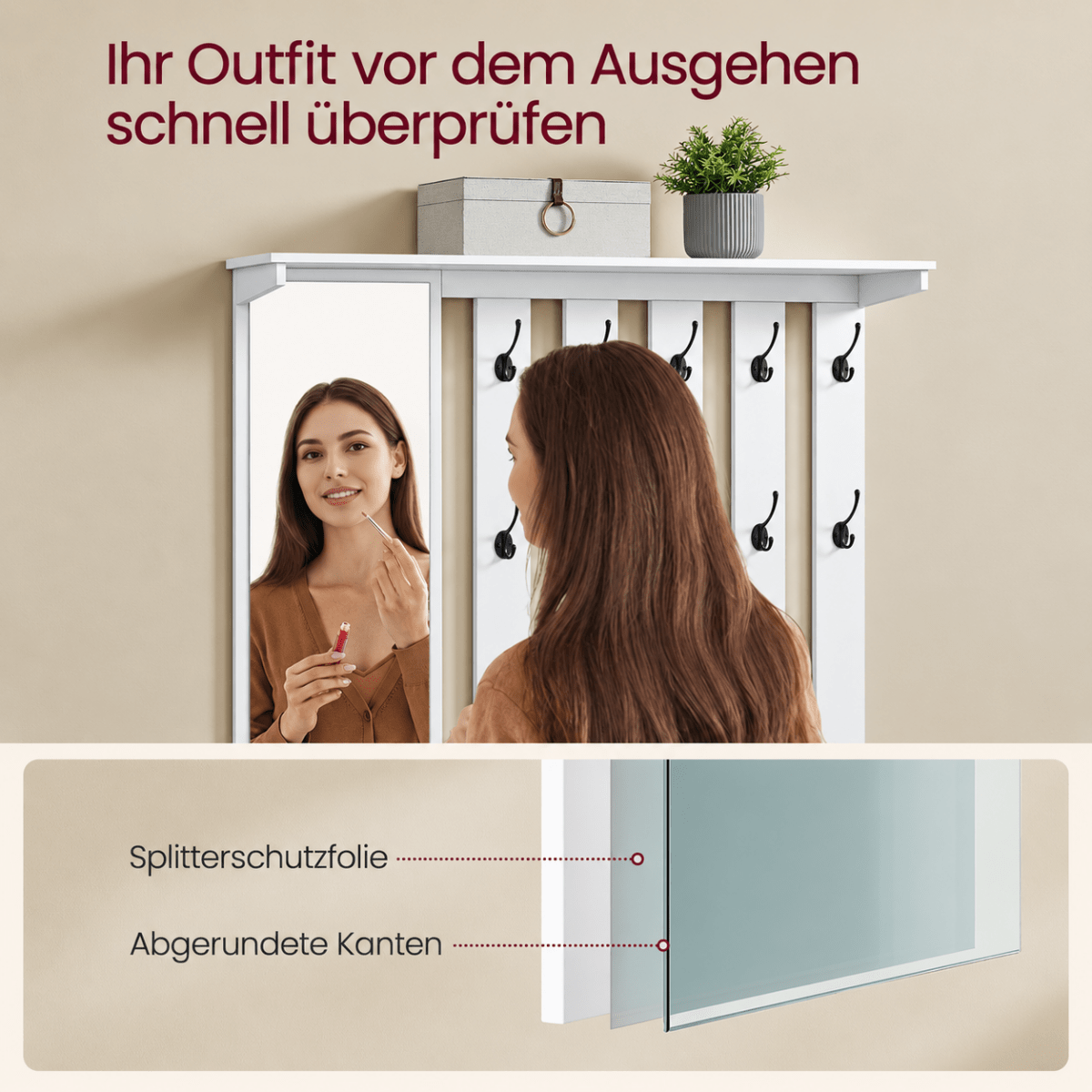 Garderobenständer – Malte – als Set mit Schuhbank & Wandspiegel - nestful