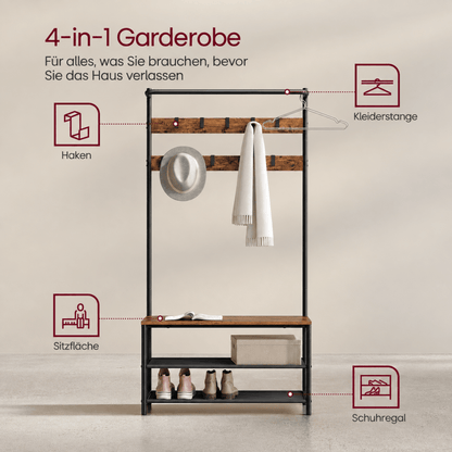 Garderobenständer – Mats – mit Schuhbank – 64 oder 84 cm - nestful