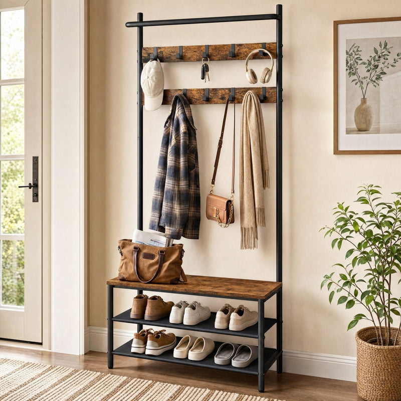 Garderobenständer – Mats – mit Schuhbank – 64 oder 84 cm - nestful