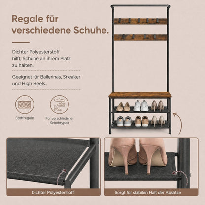 Garderobenständer – Mats – mit Schuhbank – 64 oder 84 cm - nestful
