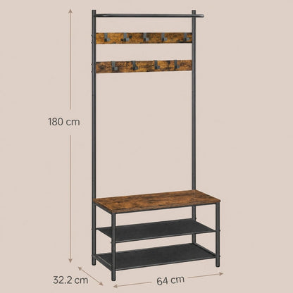 Garderobenständer – Mats – mit Schuhbank – 64 oder 84 cm - nestful