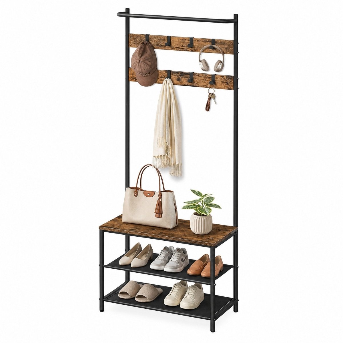 Garderobenständer – Mats – mit Schuhbank – 64 oder 84 cm - nestful