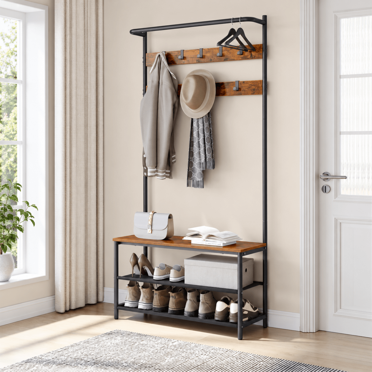 Garderobenständer – Mats – mit Schuhbank – 64 oder 84 cm - nestful