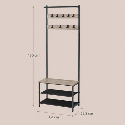 Garderobenständer – Mats – mit Schuhbank – 64 oder 84 cm - nestful