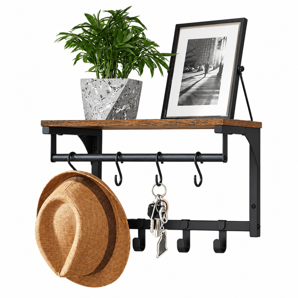 Garderobenständer – Nils – für die Wand mit Ablage & 8 Haken - nestful