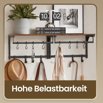 Garderobenständer – Nils – für die Wand mit Ablage & 8 Haken - nestful