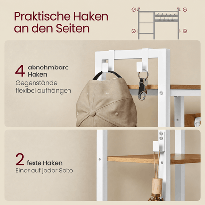 Garderobenständer – Oskar – mit Schuhbank & seitlichen Ablagen - nestful