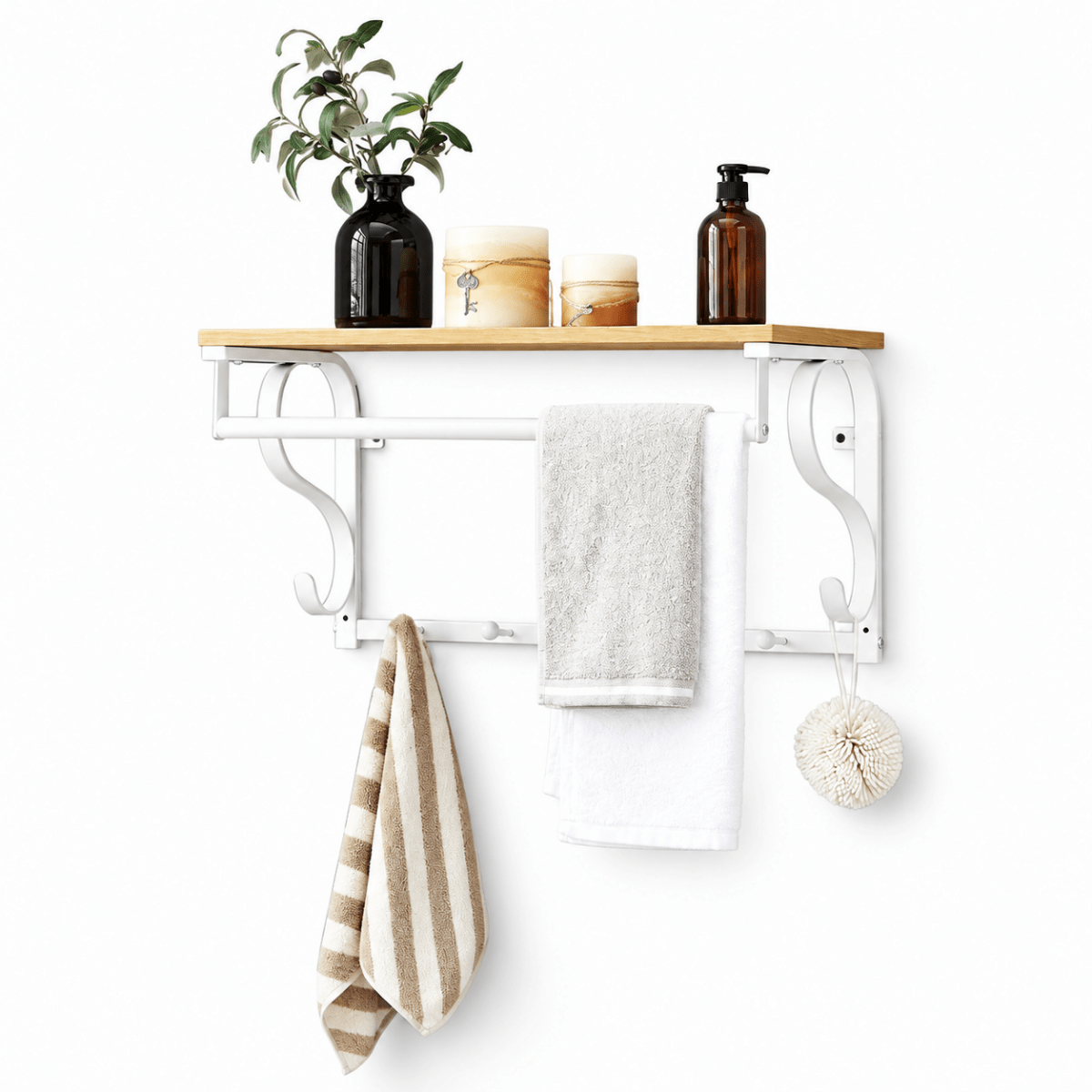Garderobenständer – Peer – für die Wand mit Ablage & 5 Haken – 60 cm - nestful