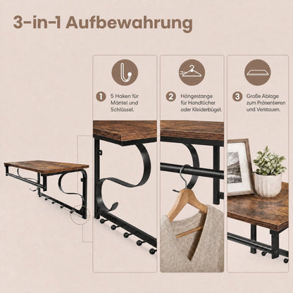 Garderobenständer – Peer – für die Wand mit Ablage & 5 Haken – 60 cm - nestful