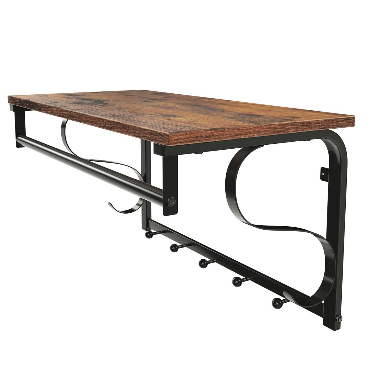 Garderobenständer – Peer – für die Wand mit Ablage & 5 Haken – 60 cm - nestful